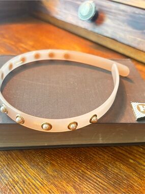 Authentic L. Erickson Pink Pearl-Studded Slim Headband